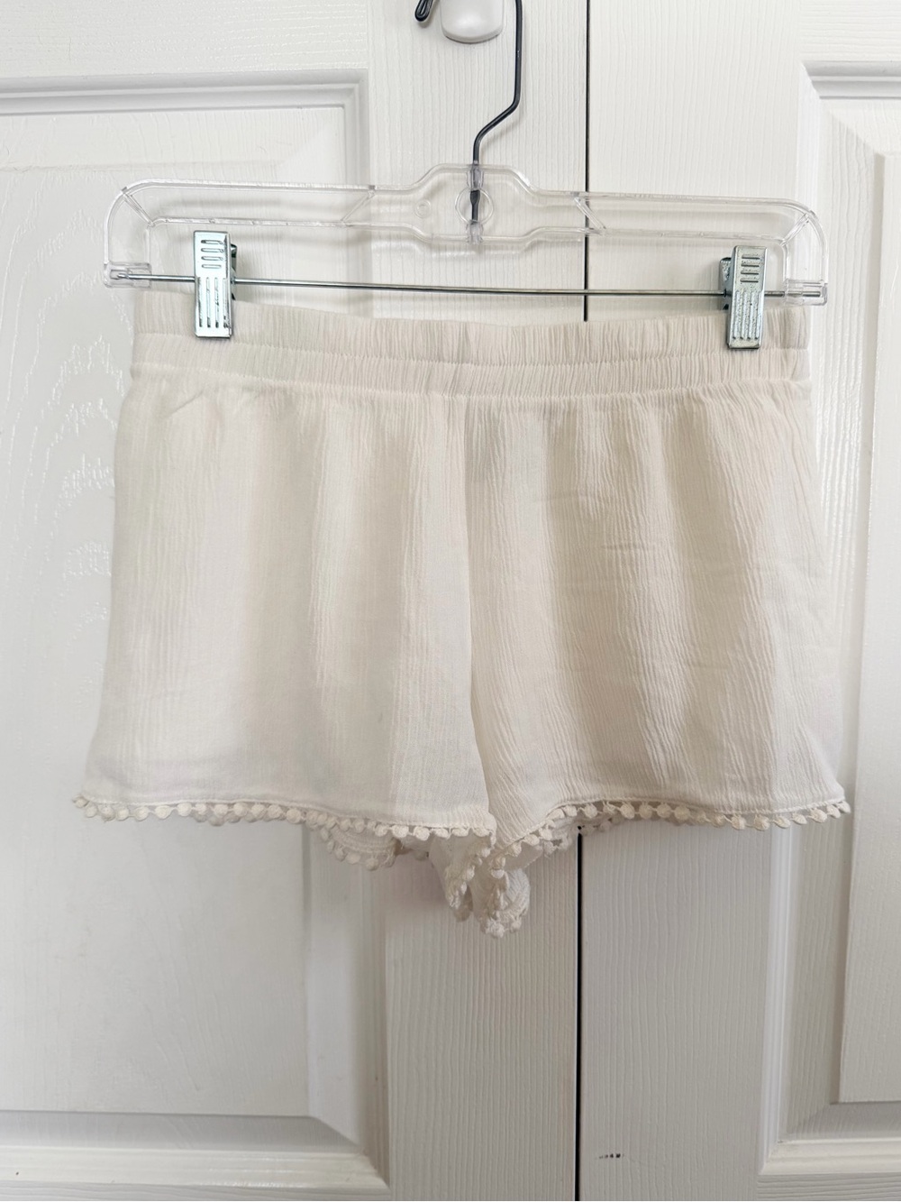 5 for $25! Final Touch Cream Pom-Trim High Waist Shorts